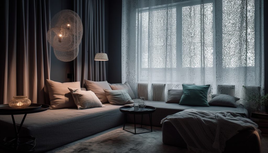Luxury modern bedroom with comfortable bedding and elegant decor generated by artificial intelligence